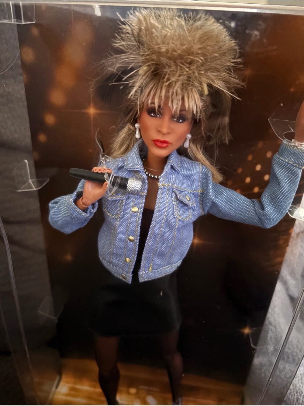 Tina Turner signature Barbie Light Blue Denim Jean Jacket with Gold Buttons - Picture 6 of 7